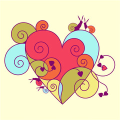 Multi-colored heart with snails