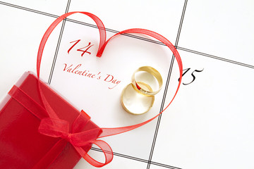 Valentines day concept with calendar