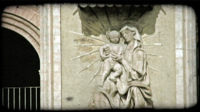 Religions Sculpture. Vintage stylized video clip.