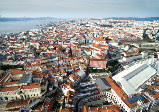 Aerial View of Bairro Alto, Lisbon, Portugal