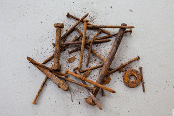 rusty nail on the board