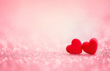  red Heart shapes for valentines day background - obrazy, fototapety, plakaty