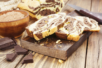 Homemade chocolate cake Zebra