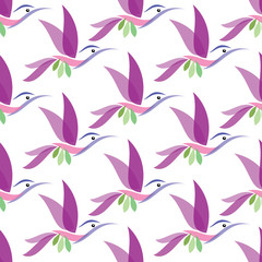 Hummingbird vector art background design for fabric and decor. S