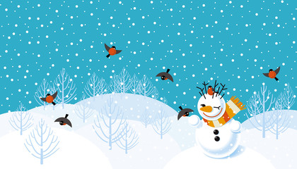 Vector background with snowman - 100121238