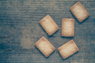 Piece of Mini coconut biscuit on wood table background