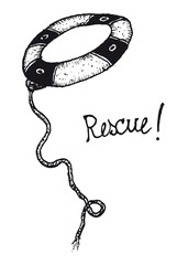 Hand drawn life preserver icon