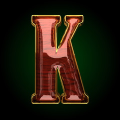 k vector golden letter with red wood
