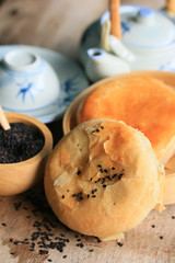 Festival moon cake with black sesame