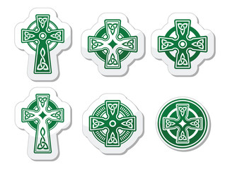 Irish, Scottish Celtic cross on white vector sign 