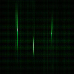 Dark green blurred background with binary code in vector. Vertic