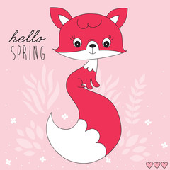 cute cartoon fox vector illustration