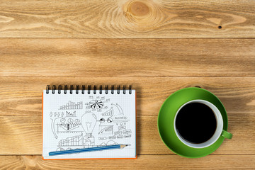 Business workplace with stuff