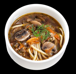 mushroom soup with noodles