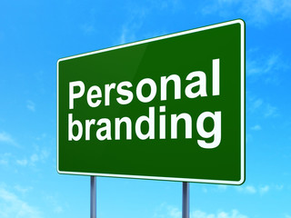 Marketing concept: Personal Branding on road sign background