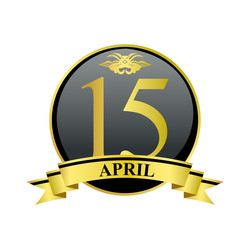15 april golden calendar circle with ribbon