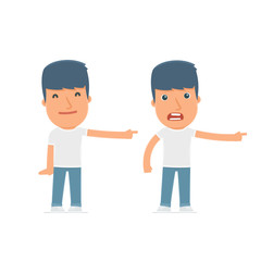 Happy and Angry Character Activist making presentation using his