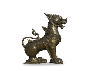 Isolated Bronze Singha with White Background