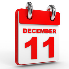 11 december calendar on white background.