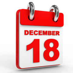 18 december calendar on white background.