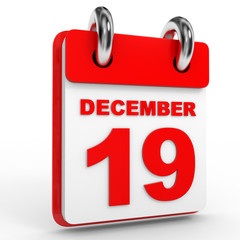 19 december calendar on white background.