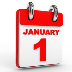 1 january calendar on white background.