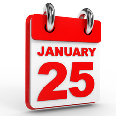 25 january calendar on white background.