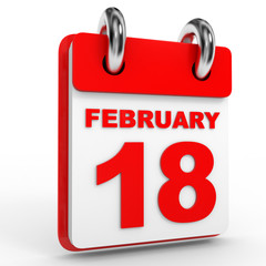 18 february calendar on white background.