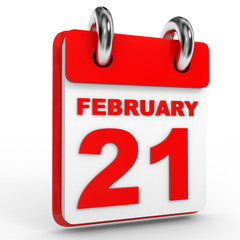 21 february calendar on white background.