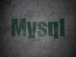 Database concept: MySQL on grunge wall background