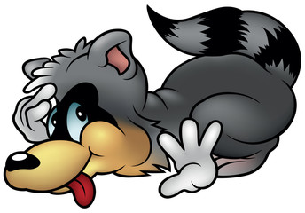 Fototapeta premium Raccoon Lazing - Colored Cartoon Illustration, Vector