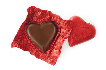 Heart chocolate on white
