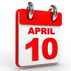 10 april calendar on white background.