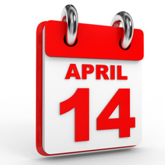 14 april calendar on white background.