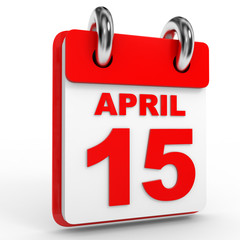 15 april calendar on white background.