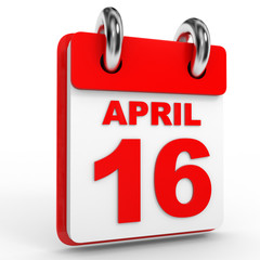 16 april calendar on white background.