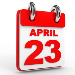 23 april calendar on white background.