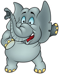Talking Elephant - Colored Cartoon Illustration, Vector