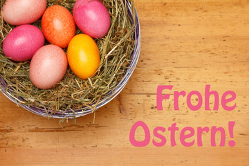 frohe ostern ostereier eier nest