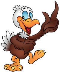 Cheerful Bald Eagle - Colored Cartoon Illustration, Vector