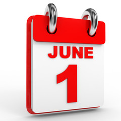 1 june calendar on white background.