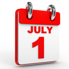 1 july calendar on white background.