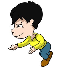 Boy Walking - Cartoon Illustration, Vector