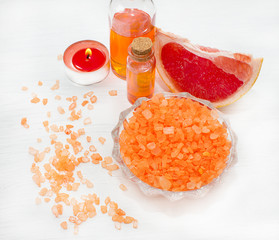 Spa exposure. Sea salt and oil of grapefruit.