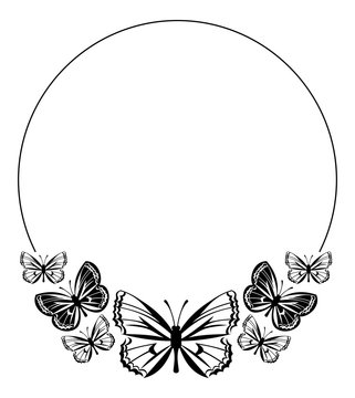 Round frame with butterflies