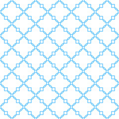 Quatrefoil classic net seamless vector pattern. Blue and white traditional moroccan simple rhomb ornament.