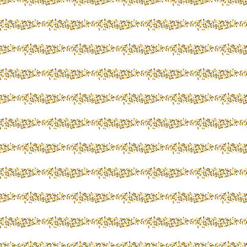 Golden Mosaic Lines Abstract Seamless Vector Pattern. Yellow Tinsel Stripes Tiles.