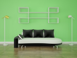 Modern sofa in the living room.