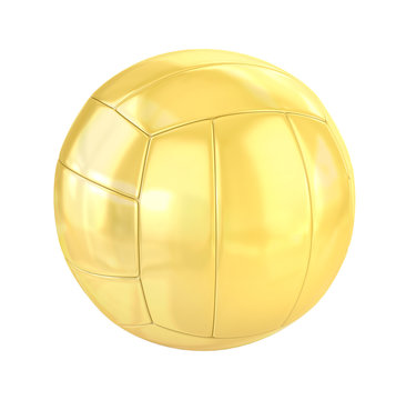Golden Volleyball isolated on white. 3d illustration