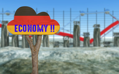 wooden sign indicating the economy